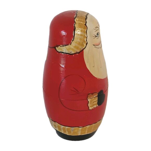 Santa Claus Nesting Dolls Wooden Christmas Set of Four (4) Complete Original Box - Picture 7 of 13